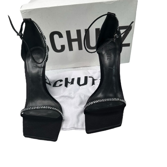 SCHUTZ Black Jenna Glam Rhinestone Heels Size 8 NWT - Picture 3 of 11